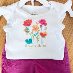 Floral Flutter top & hot pink shorts